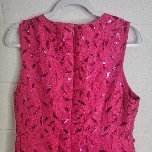 Sachin & Babi Ashley Brocade Midi Dress Pink Glitter Pockets Lined Prom Formal - Picture 7 of 16